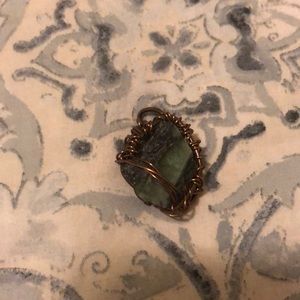 Hand-made raw emerald rock stone pendant